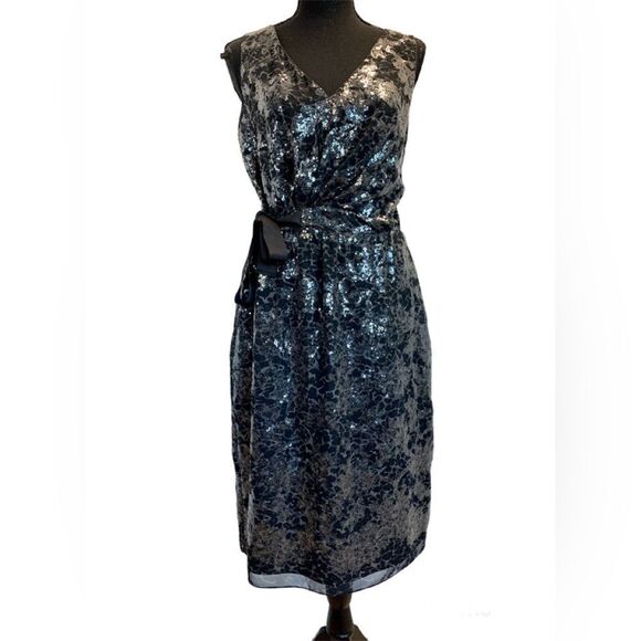 Elie Tahari Brown black sequin leopard print sleeveless cocktail dress Sz 10 - Picture 1 of 13